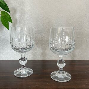 Belfast Bohemia Crystal Crystalex Wine Glasses Set of 2 Clear Stemware Drinking